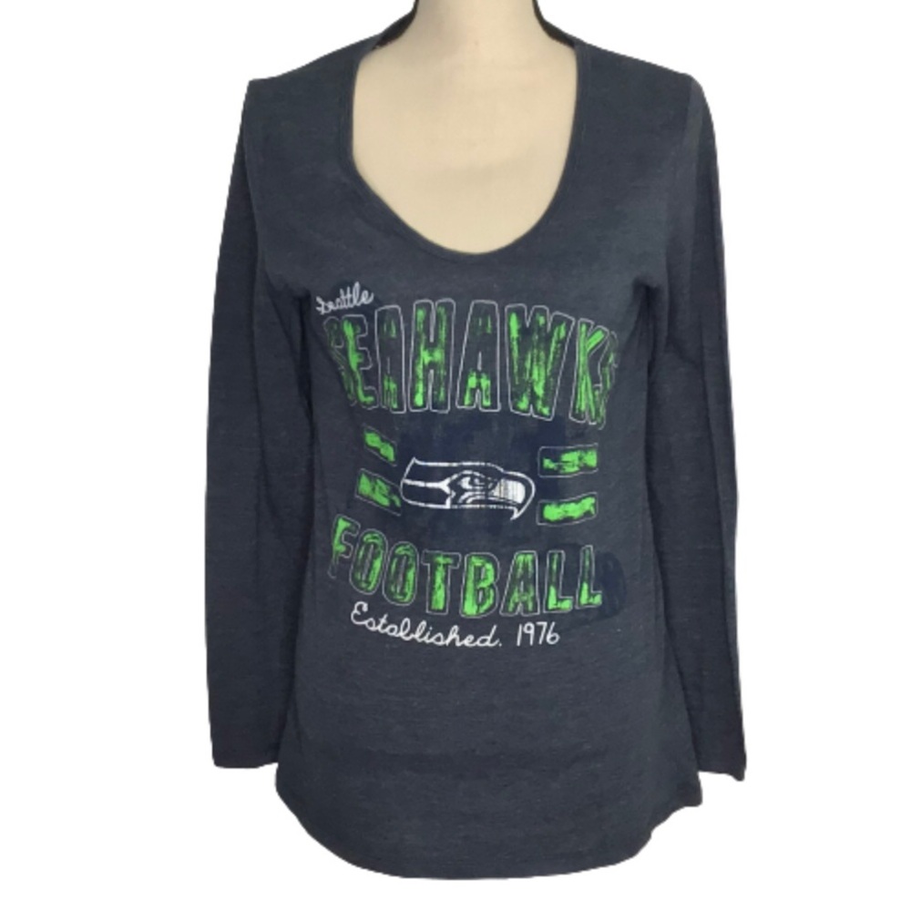 NFL Team Apparel Seattle Seahawks Scoop Neck Gray Medium